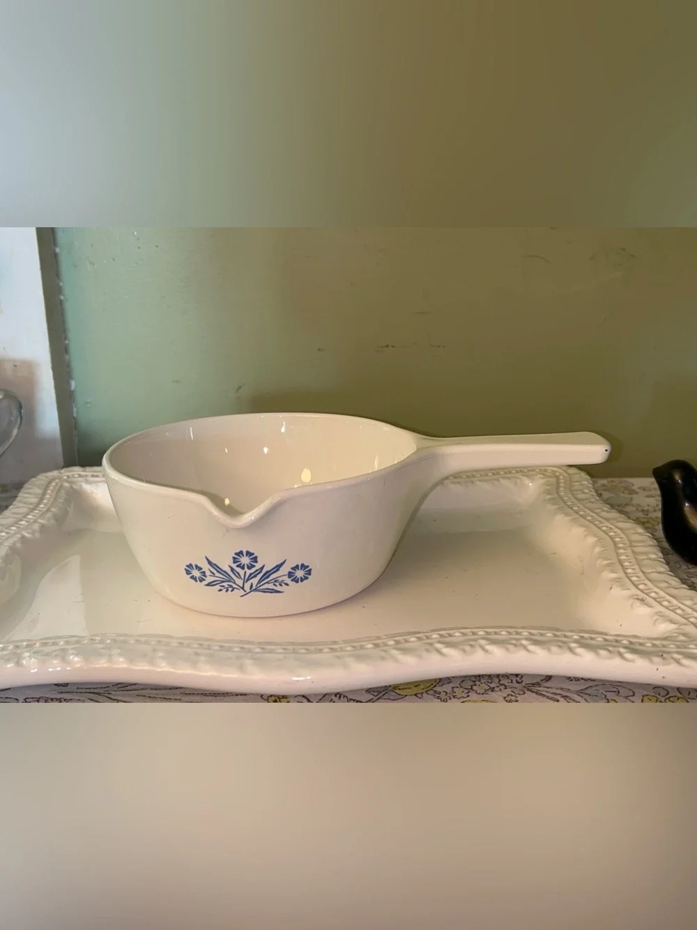 Vintage CorningWare 2.5 cup saucepan in Blue Cornflower no lid